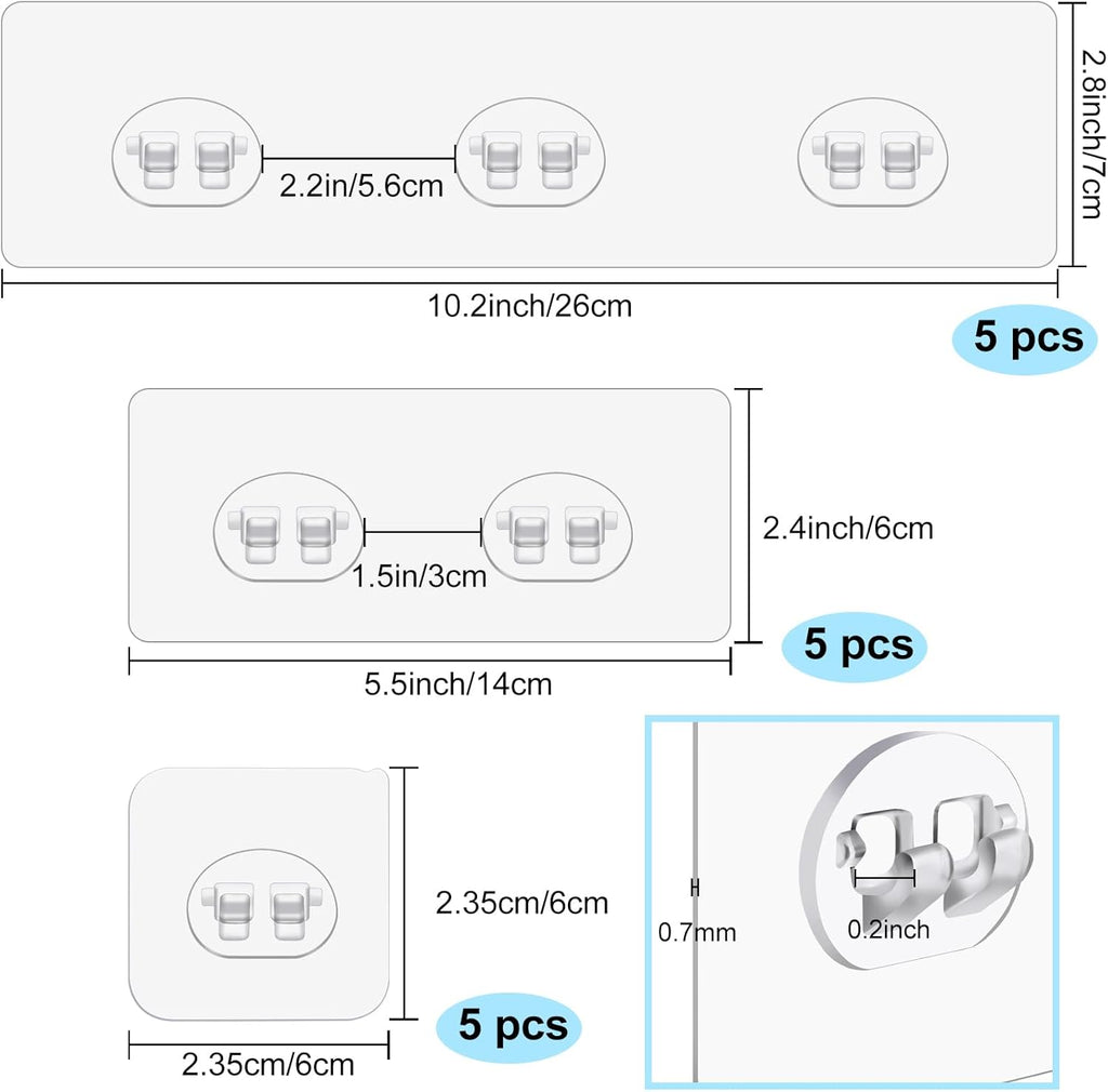 15 Pack Shower Caddy Adhesive Replacements, No-Drill Strong Hooks (fits 80 chars)