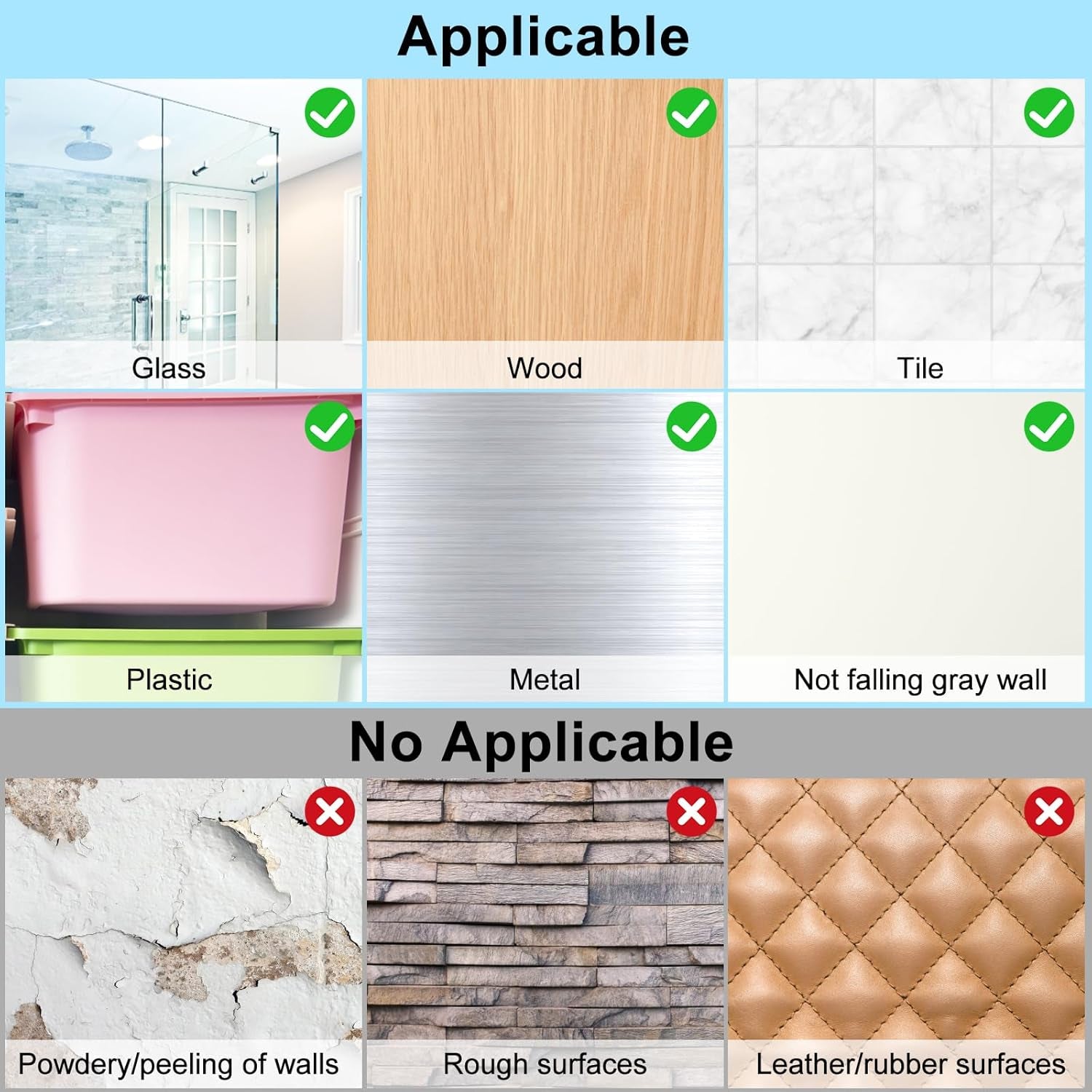 15 Pack Shower Caddy Adhesive Replacements, No-Drill Strong Hooks (fits 80 chars)