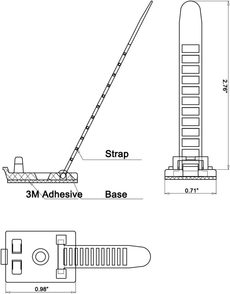 Wire Management Clips Clear with Screw Hole (50 Pack) Adjustable Cable Straps 3 Inch with 3M Adhesive Tape,Cable Fasteners for Christmas Lights,Desk,Wall to Hold Extension Cord