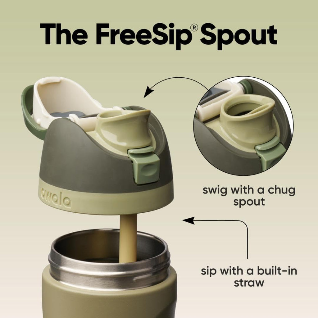 Freesip Insulated Stainless Steel Water Bottle with Straw, Bpa-Free Sports Water Bottle, Great for Travel, 24 Oz, off Road