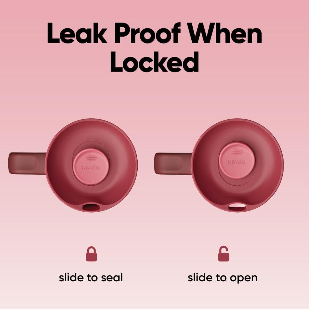 Owala SmoothSip Slider Insulated Travel Mug with Handle, Leakproof, 12/24oz