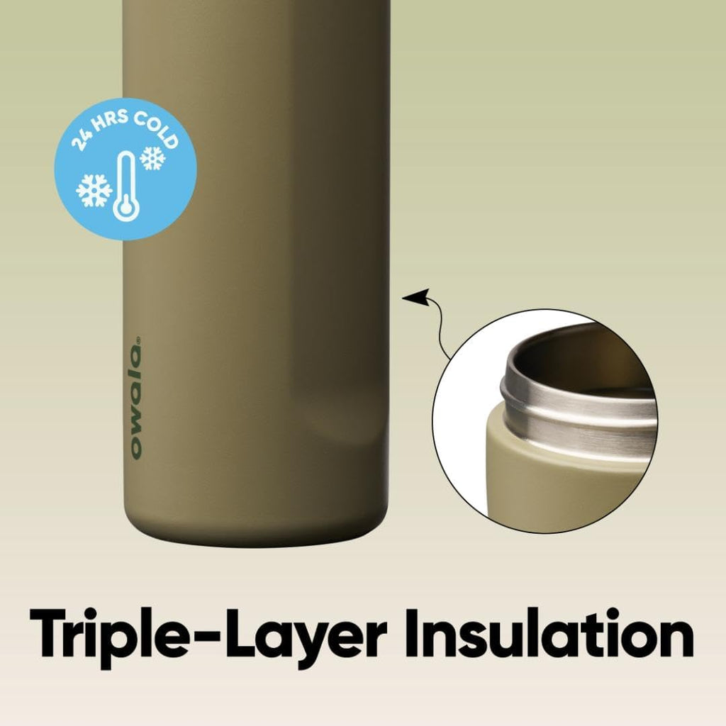 Freesip Insulated Stainless Steel Water Bottle with Straw, Bpa-Free Sports Water Bottle, Great for Travel, 24 Oz, off Road