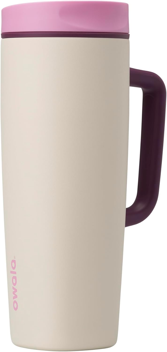 Owala SmoothSip Slider Insulated Travel Mug with Handle, Leakproof, 12/24oz