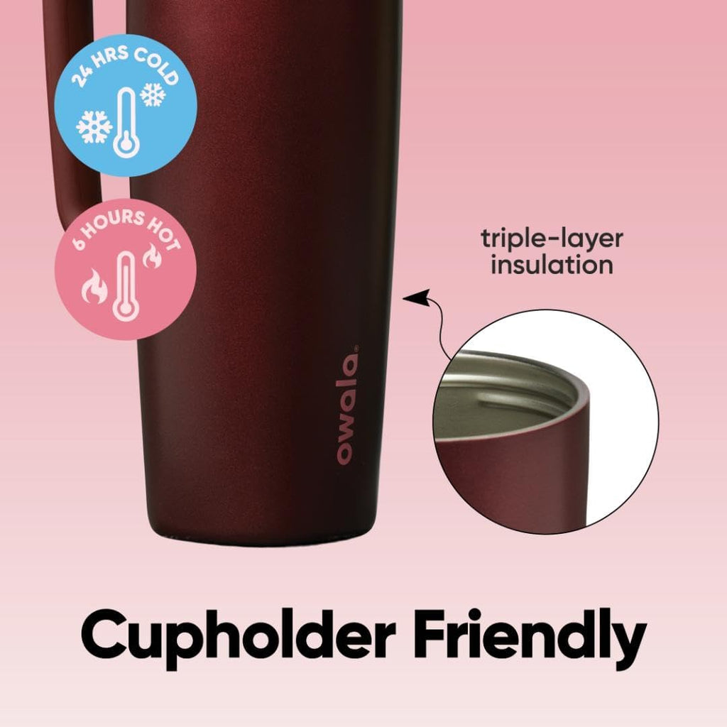 Owala SmoothSip Slider Insulated Travel Mug with Handle, Leakproof, 12/24oz