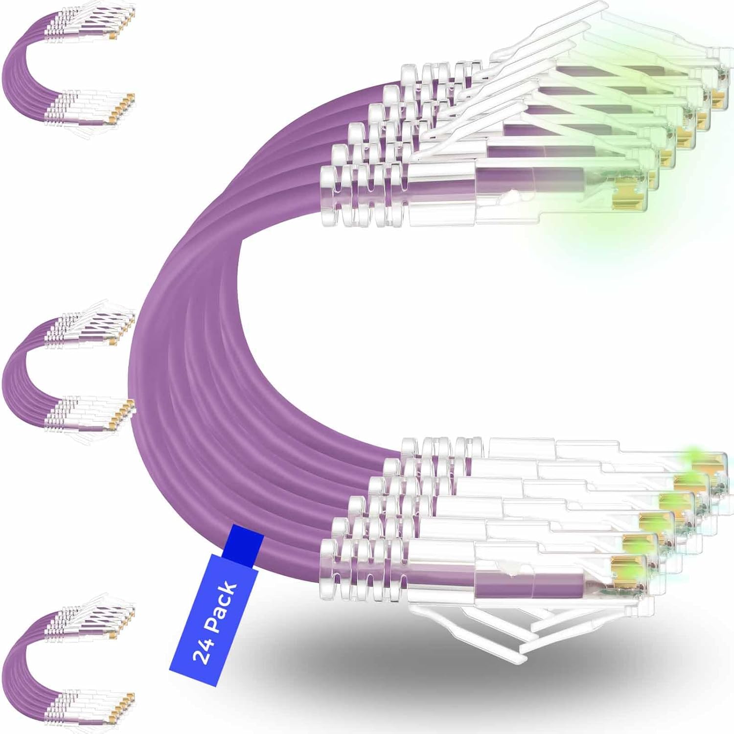 24-Pack 3ft Cat6/Cat6A Slim Ethernet Patch Cables 10G Snagless Flexible Network