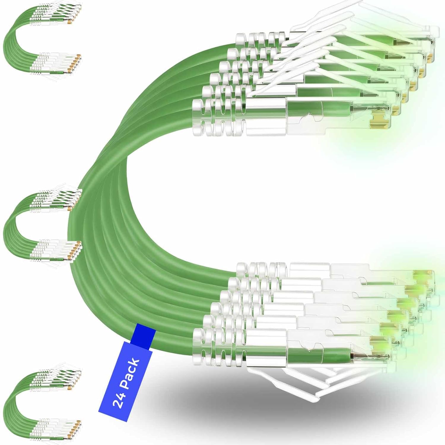 24-Pack 3ft Cat6/Cat6A Slim Ethernet Patch Cables 10G Snagless Flexible Network