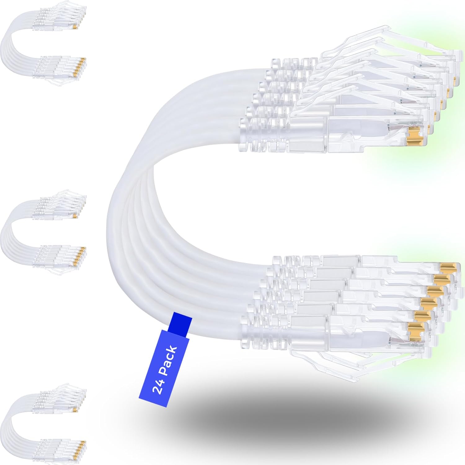 24-Pack 3ft Cat6/Cat6A Slim Ethernet Patch Cables 10G Snagless Flexible Network
