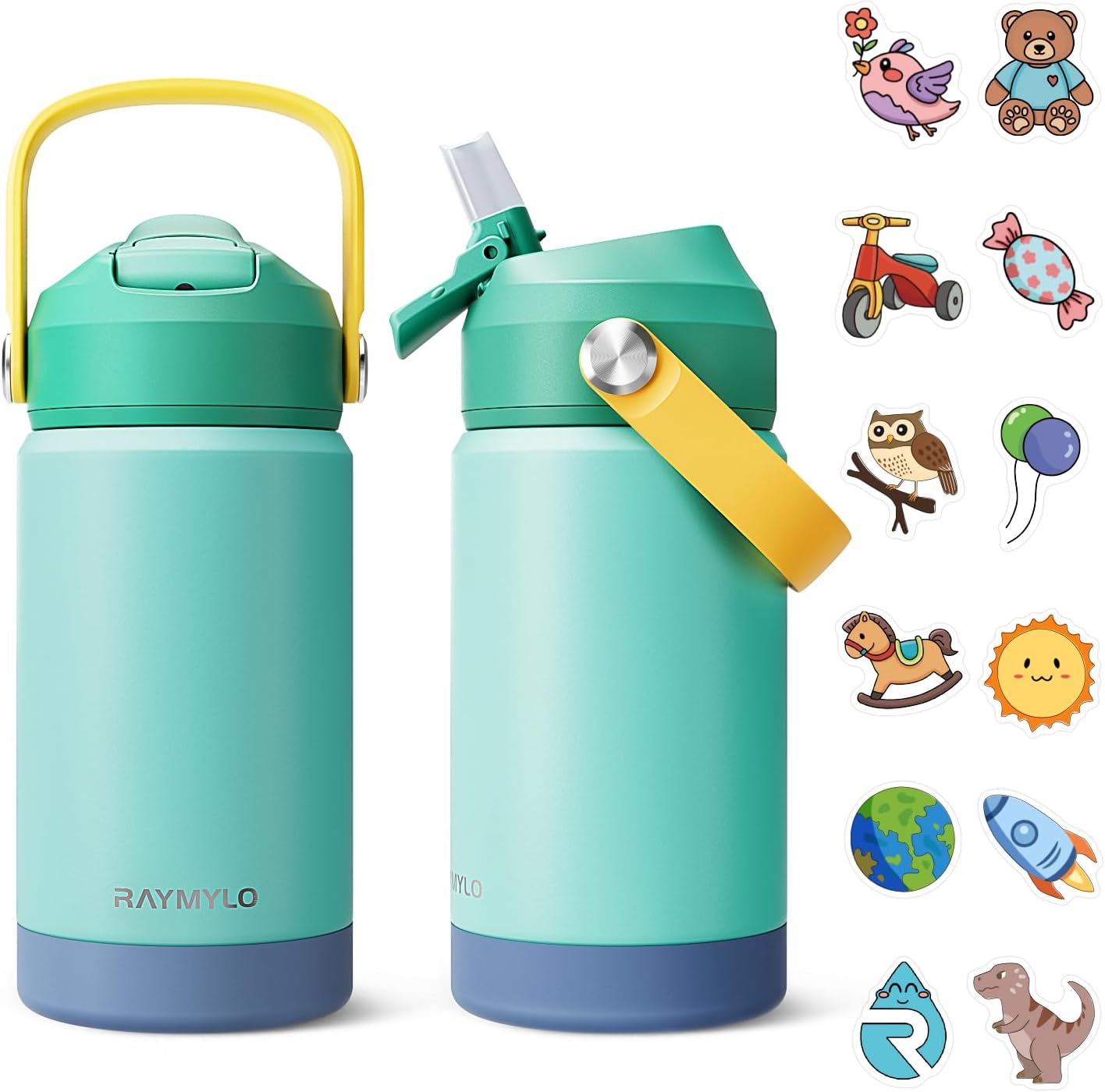 Kids Water Bottle, Toddler Stainless Steel Insulated Hydro Small Flask with Straw & Silicone Boot, Boys/Girls Small Water Bottle for School, 100% Leakproof & BPA Free & Keep Cold for 24 Hours