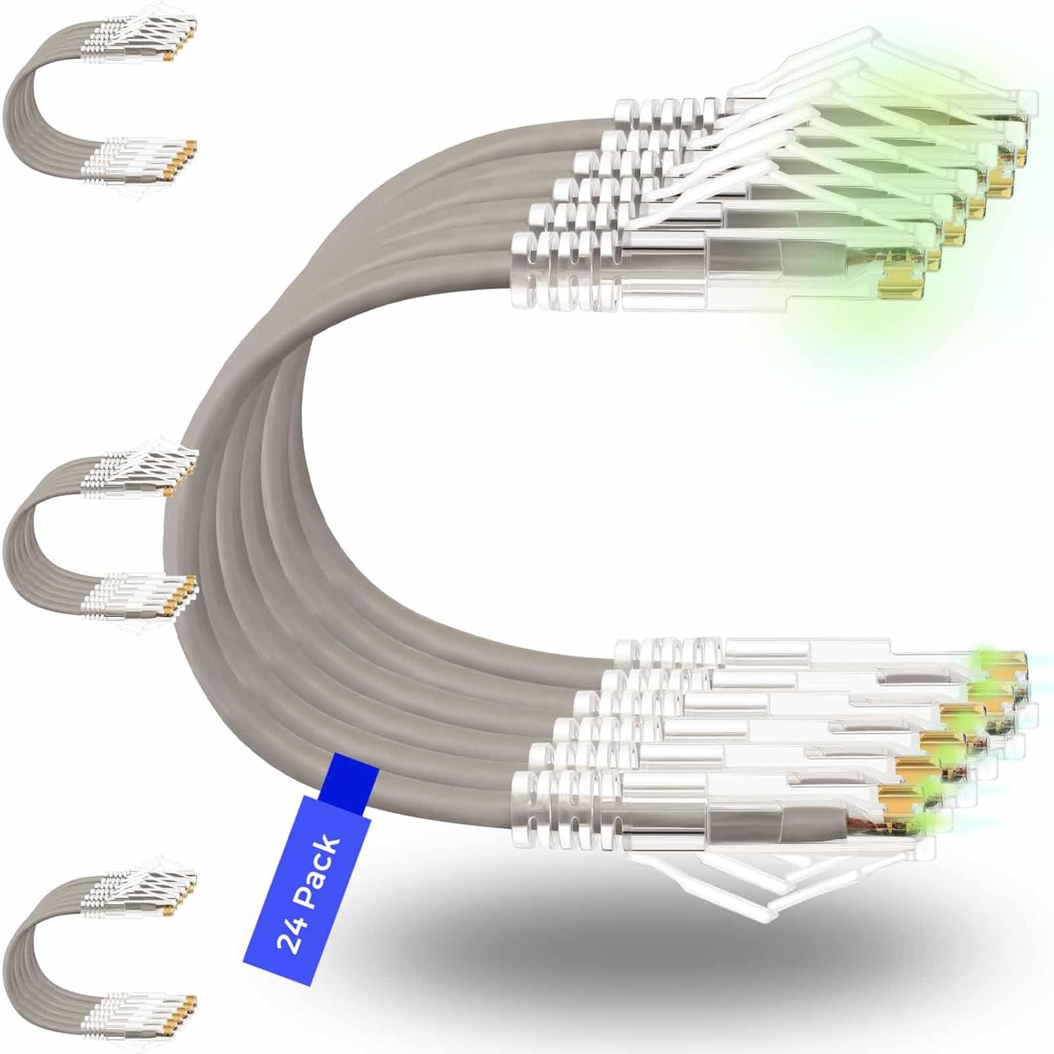 24-Pack 3ft Cat6/Cat6A Slim Ethernet Patch Cables 10G Snagless Flexible Network
