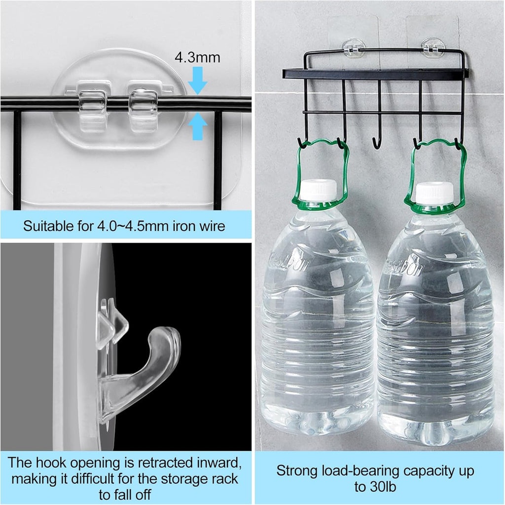 15 Pack Shower Caddy Adhesive Replacements, No-Drill Strong Hooks (fits 80 chars)
