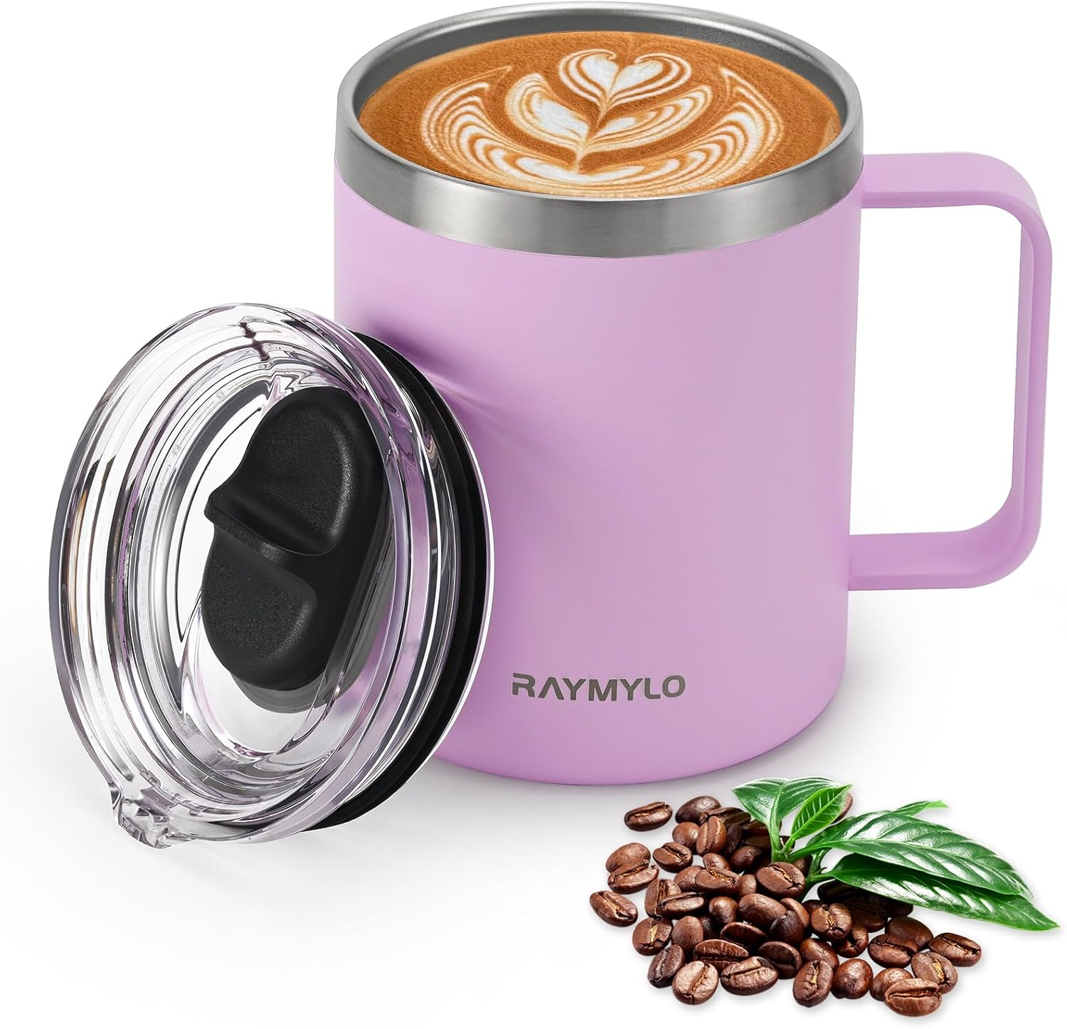 12 Oz Insulated Stainless Steel Coffee Mug with Leak-Proof Detachable Slider Lid, Keeps Beverages Cold for 9 Hours - Ideal for Home, Office, and Camping