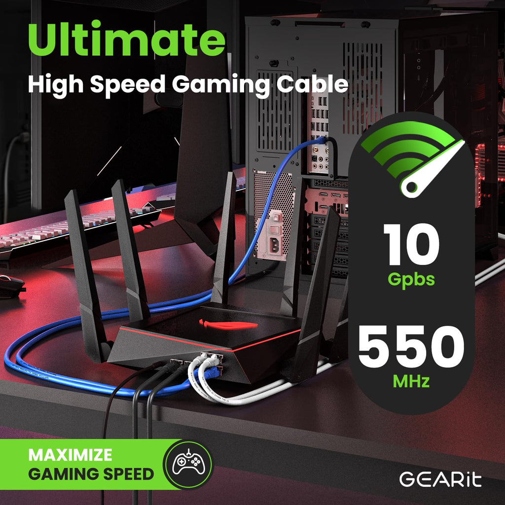 Cat 6 Ethernet Cable Pack - 24-Pack 7 Ft Cat6 Ethernet Patch Cables | RJ45 Network Patch Cable, 10 Gbps Snagless Gold-Plated Connectors - Ethernet Cable Cat 6 for PC, TV, Router - Black