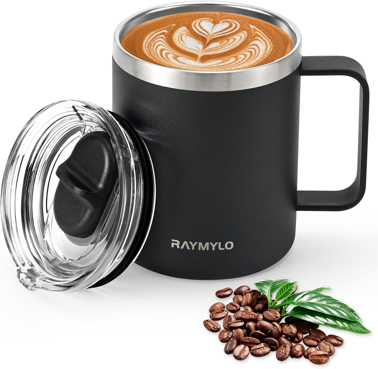 12 Oz Insulated Stainless Steel Coffee Mug with Leak-Proof Detachable Slider Lid, Keeps Beverages Cold for 9 Hours - Ideal for Home, Office, and Camping