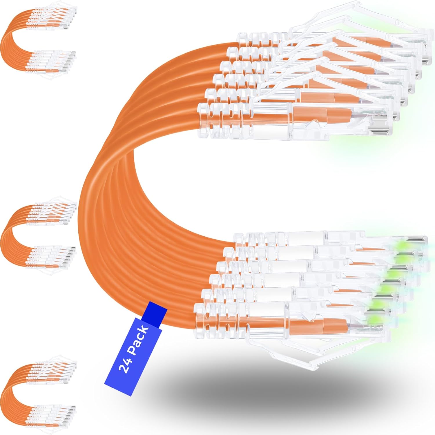 24-Pack 3ft Cat6/Cat6A Slim Ethernet Patch Cables 10G Snagless Flexible Network