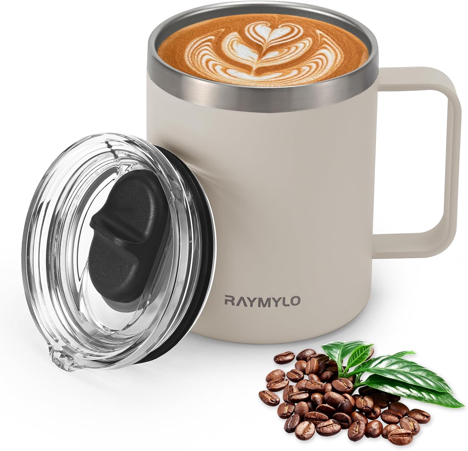 12 Oz Insulated Stainless Steel Coffee Mug with Leak-Proof Detachable Slider Lid, Keeps Beverages Cold for 9 Hours - Ideal for Home, Office, and Camping