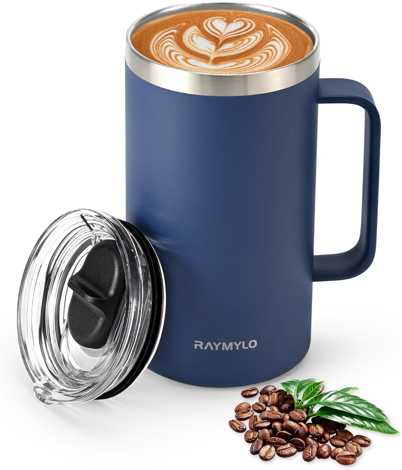 12 Oz Insulated Stainless Steel Coffee Mug with Leak-Proof Detachable Slider Lid, Keeps Beverages Cold for 9 Hours - Ideal for Home, Office, and Camping