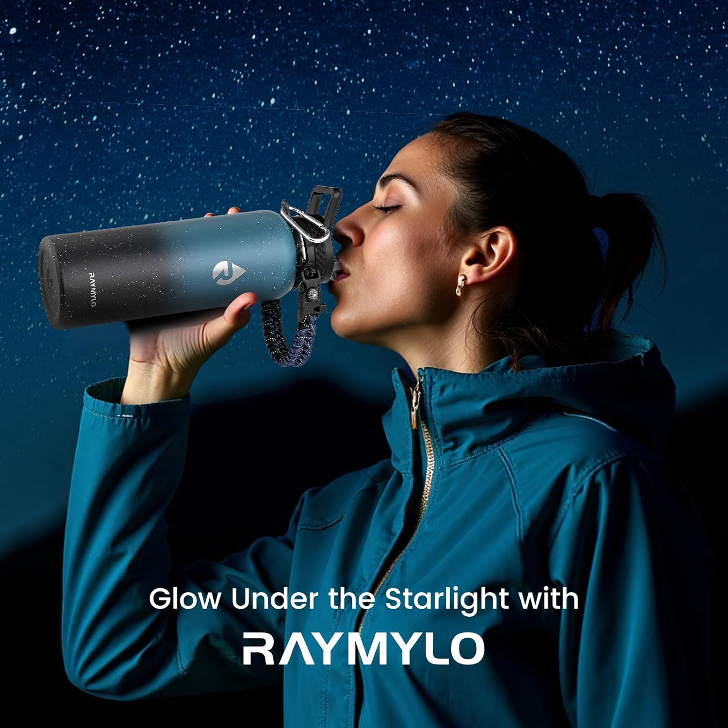40Oz Insulated Water Bottle, Triple Wall Vacuum Stainless Steel Water Bottles, Keeps Cold 48H, Reusable Metal Water Flask Jug for Gym, Sports, Camping, Hiking,Travel, Starry Sky-Indigo/Black