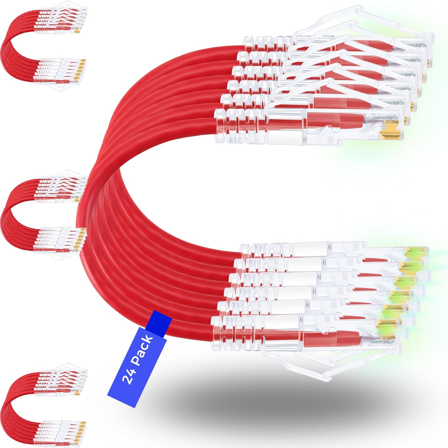 24-Pack 3ft Cat6/Cat6A Slim Ethernet Patch Cables 10G Snagless Flexible Network