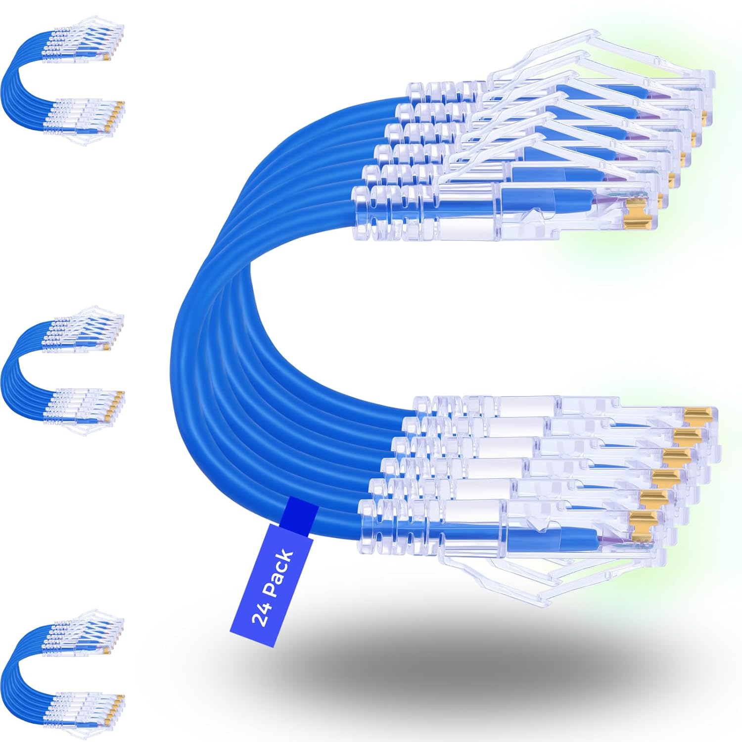 24-Pack 3ft Cat6/Cat6A Slim Ethernet Patch Cables 10G Snagless Flexible Network