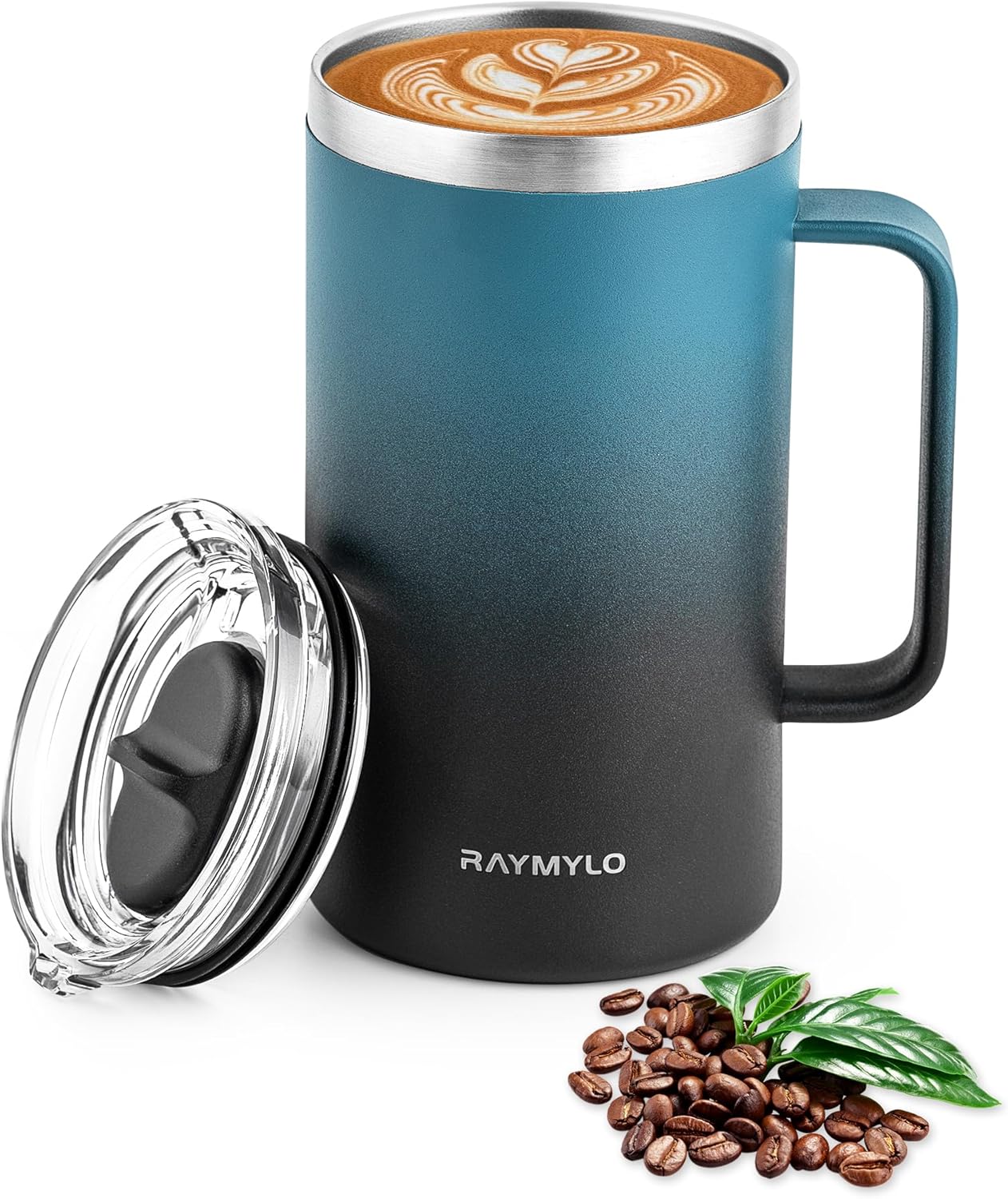 12 Oz Insulated Stainless Steel Coffee Mug with Leak-Proof Detachable Slider Lid, Keeps Beverages Cold for 9 Hours - Ideal for Home, Office, and Camping