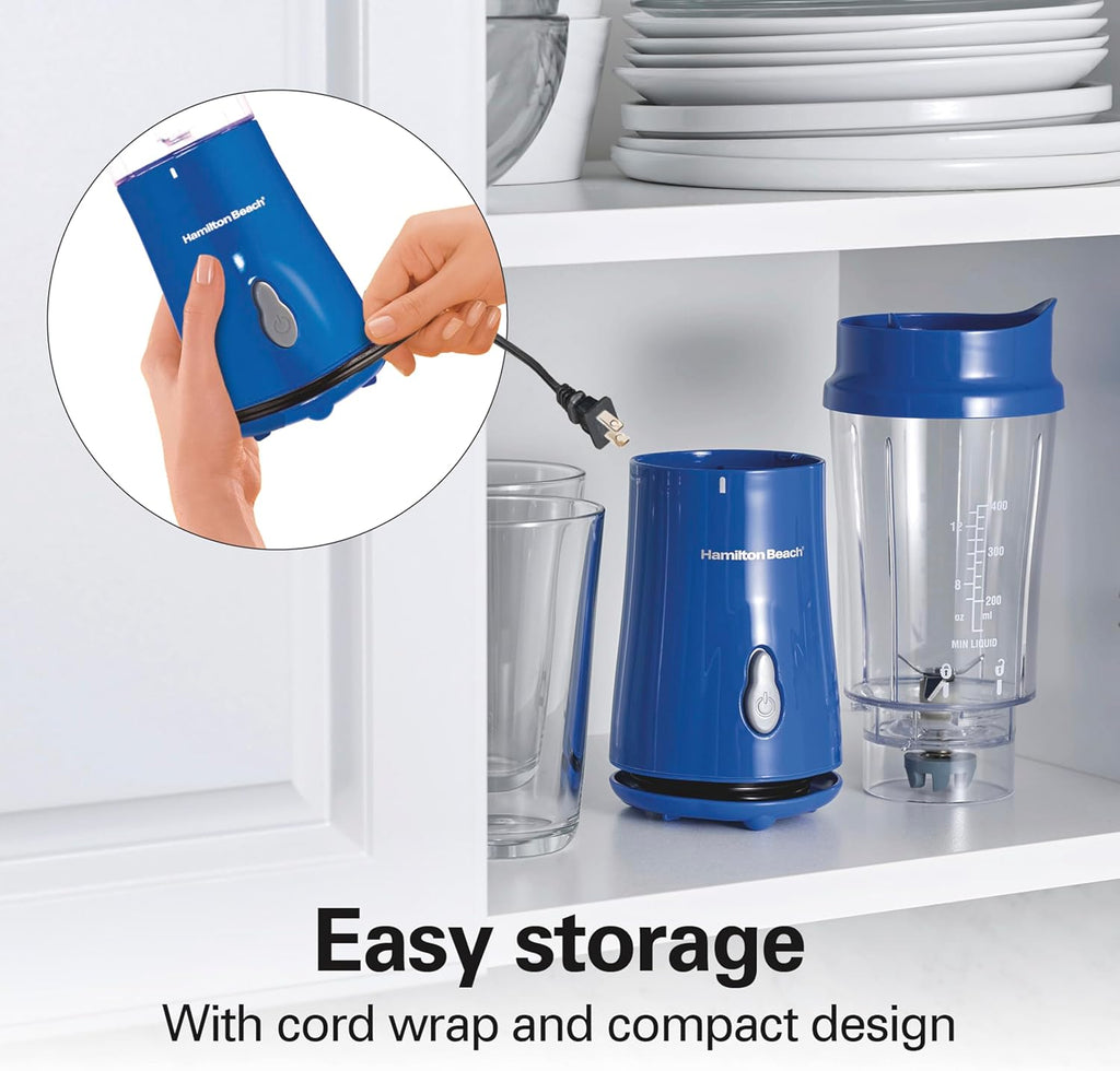 Portable Blender for Shakes and Smoothies, 14 Oz BPA Free Travel Cup & Lid, Durable Stainless Steel Blades, Personal Smoothie Blender, Blue, 51132G