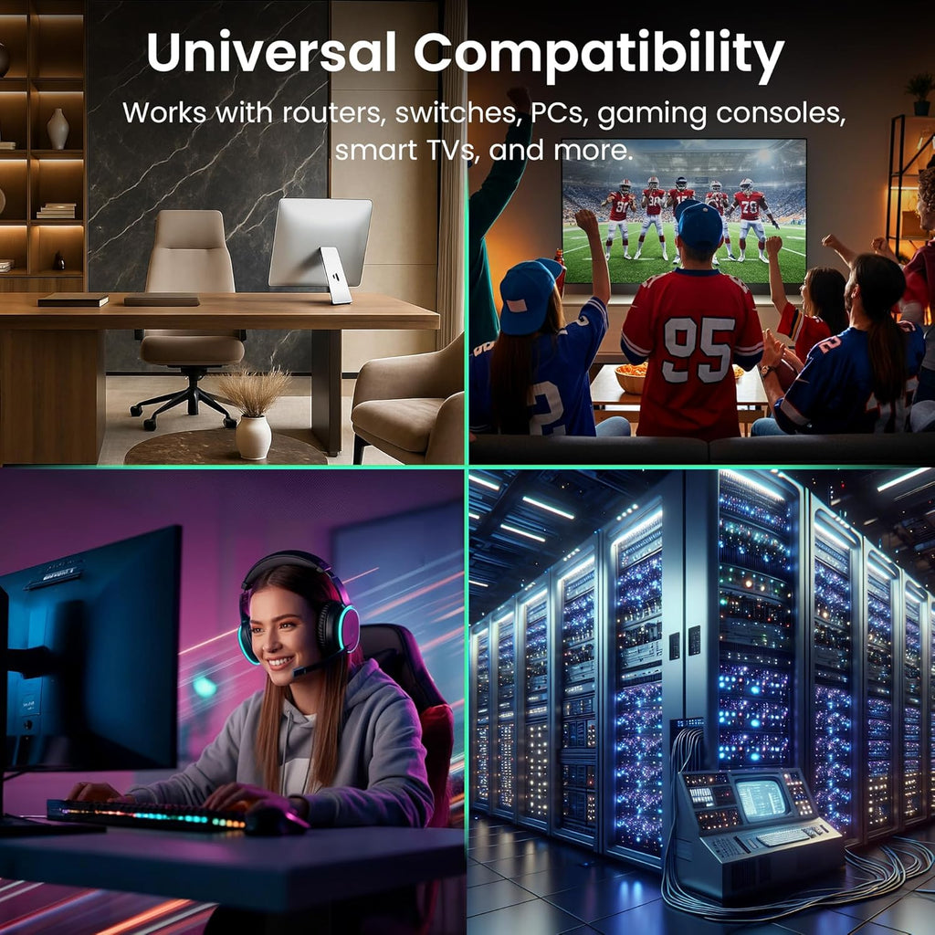 Cat 6 Ethernet Cable (24-Pack 6 Feet) Cat6 Network Patch, 10Gbps, RJ45, Snagless Cord, Gold-Plated Connectors, Internet for PC, TV, Tablet, Router, Printer, Servers, IT Data Center - Yellow