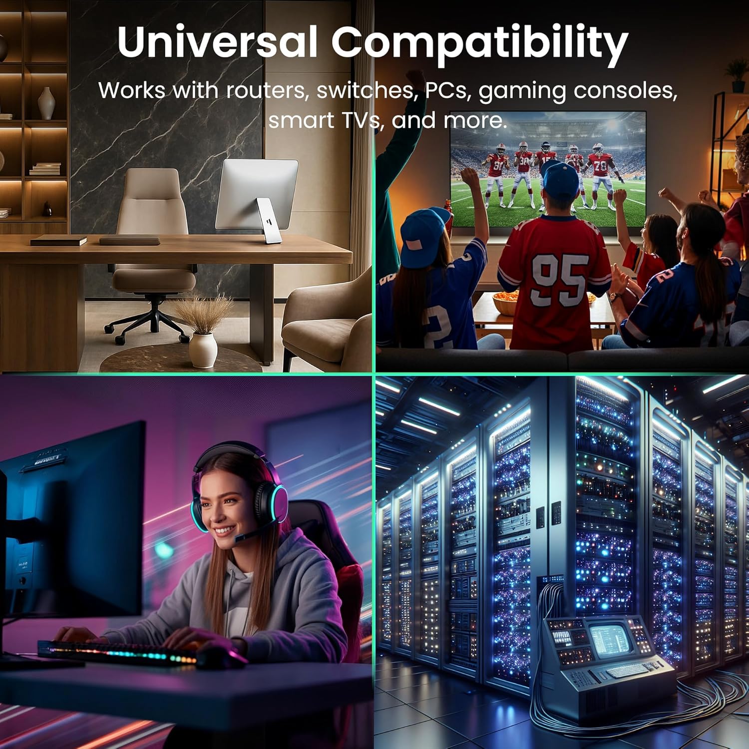 Cat 6 Ethernet Cable (24-Pack 6 Feet) Cat6 Network Patch, 10Gbps, RJ45, Snagless Cord, Gold-Plated Connectors, Internet for PC, TV, Tablet, Router, Printer, Servers, IT Data Center - Yellow