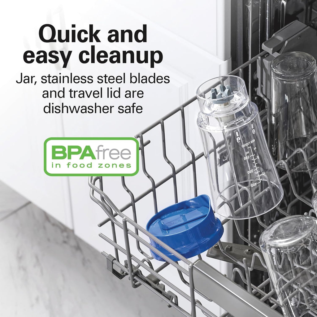 Portable Blender for Shakes and Smoothies, 14 Oz BPA Free Travel Cup & Lid, Durable Stainless Steel Blades, Personal Smoothie Blender, Blue, 51132G