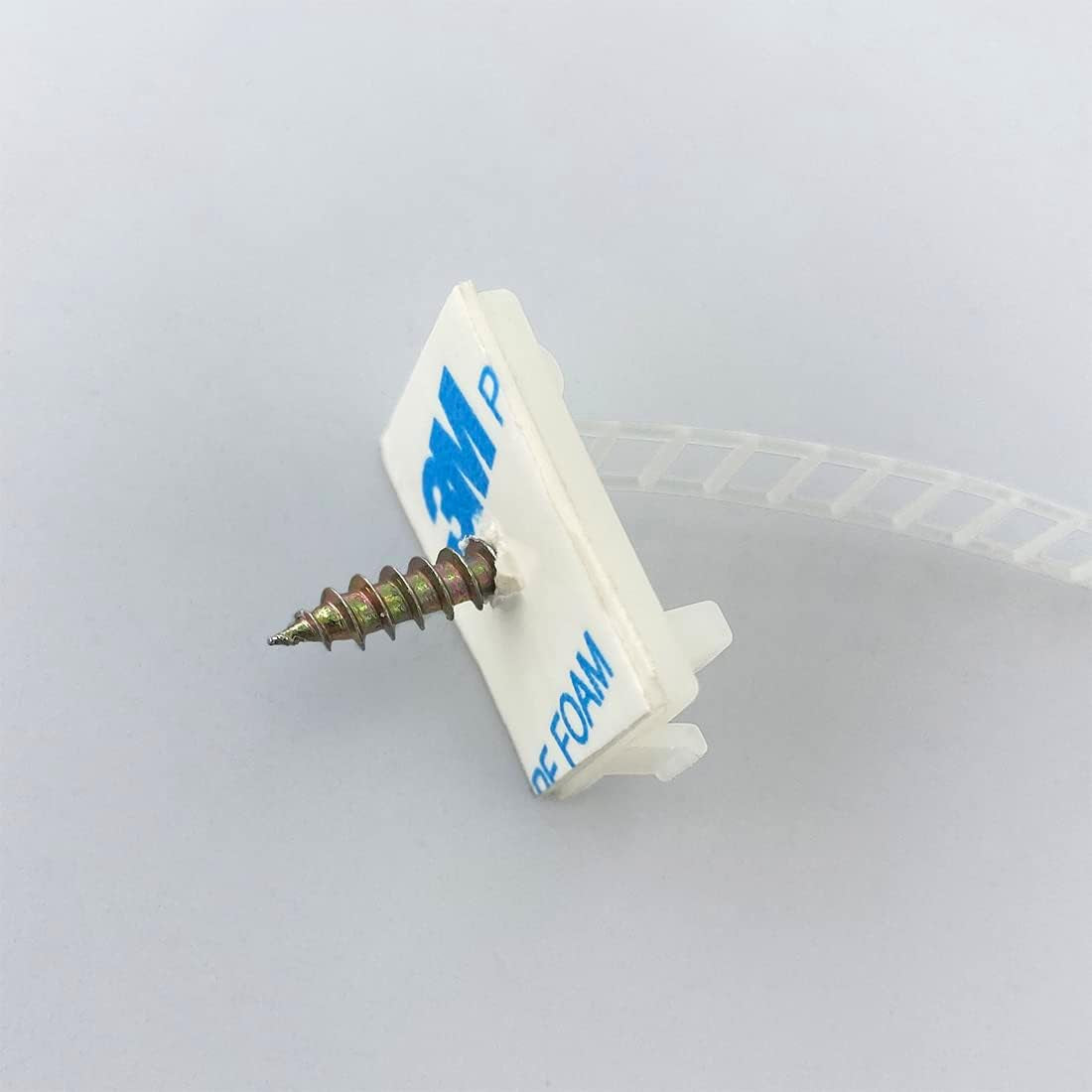 Wire Management Clips Clear with Screw Hole (50 Pack) Adjustable Cable Straps 3 Inch with 3M Adhesive Tape,Cable Fasteners for Christmas Lights,Desk,Wall to Hold Extension Cord