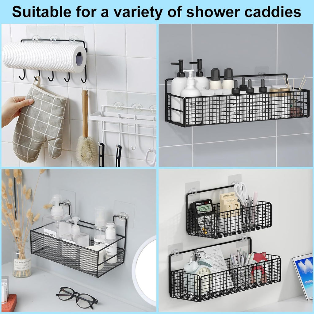 15 Pack Shower Caddy Adhesive Replacements, No-Drill Strong Hooks (fits 80 chars)